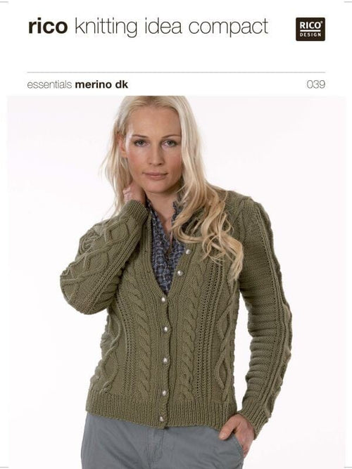039 Cardigan with Cable Pattern Pattern Rico