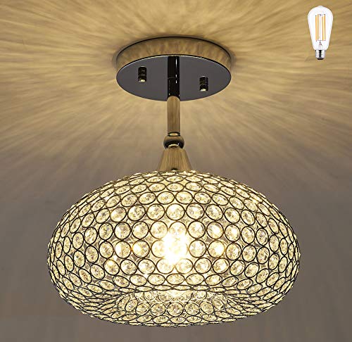 1 Light Chrome Finish Real Crystal Chandelier - EK CHIC HOME