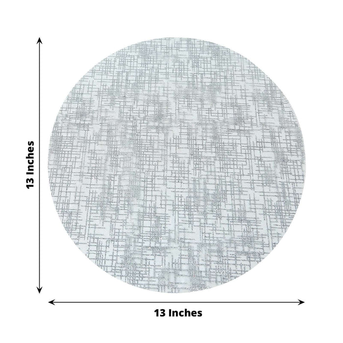 Round 13-inch decorative tray with a modern gray pattern on a white background.
