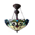 18" Shade Dulce Tiffany-Style 2 Light Victorian Inverted Ceiling Pendant - EK CHIC HOME