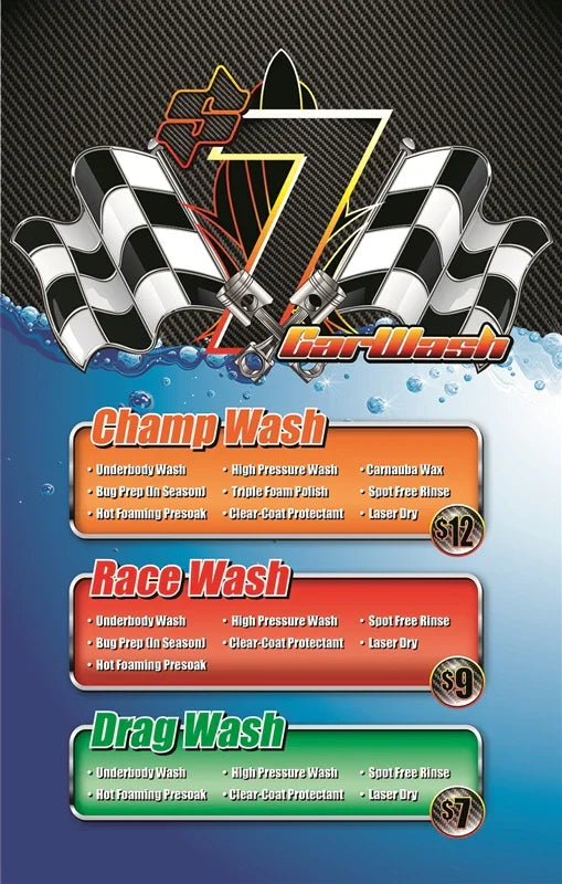 $7 Car Wash Menu Sign Insert - 28"w x 44"h - UnitedSign