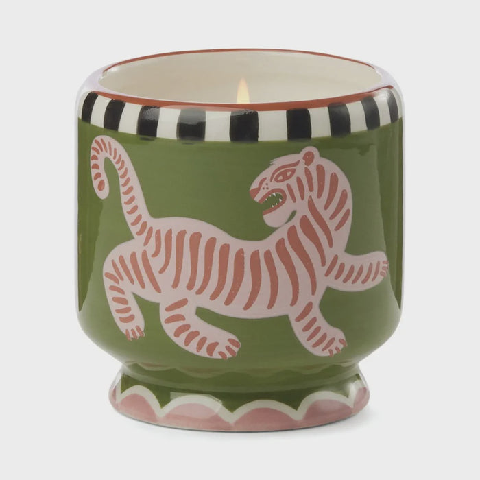 8oz Handpainted Pink Tiger Black Cedar & Fig