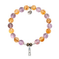 Amethyst Citrine Gemstone Bracelet with Lighthouse Sterling Silver Charm