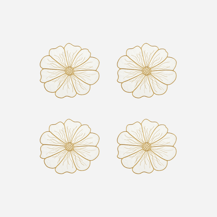 Anemone Coaster White & Gold - Set of 4