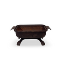 Antique cast iron basin with handles and tripod legs, rectangular rim