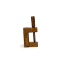 Antique wooden vice clamp with threaded metal screw and two vertical jaws