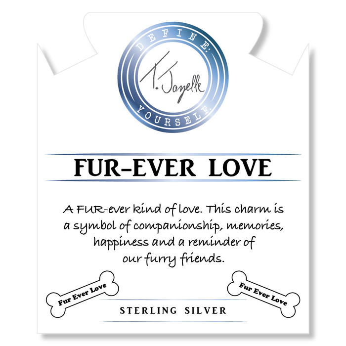 Aqua Fire Agate Gemstone Bracelet with Fur Ever Love Sterling Silver Charm