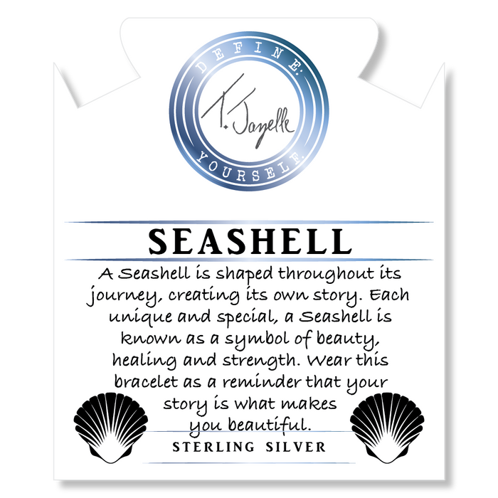 Aqua Fire Agate Gemstone Bracelet with Seashell Sterling Silver Charm
