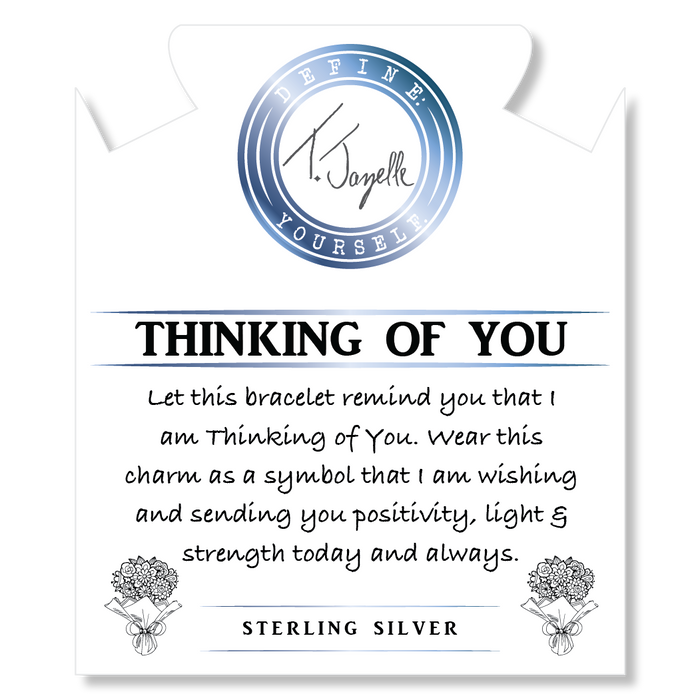 Aqua Fire Agate Gemstone Bracelet with Thinking of You Sterling Silver Charm