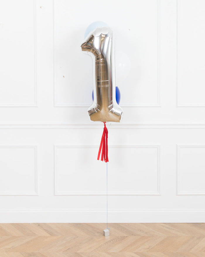 Baseball - Foil Number and 11in Balloons - bouquet of 4