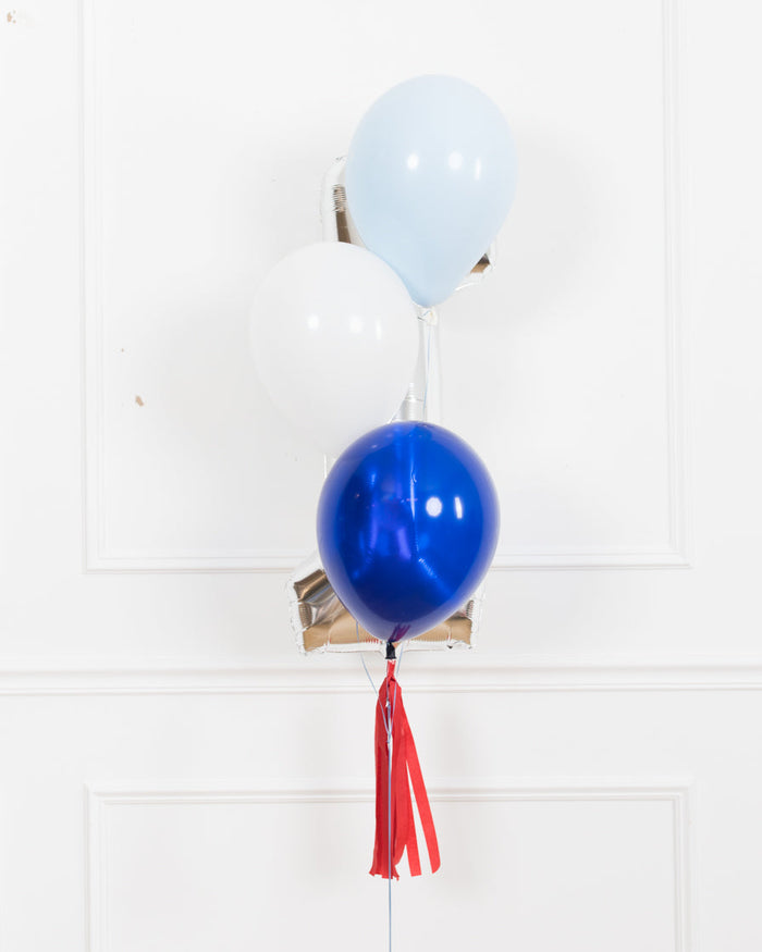 Baseball - Foil Number and 11in Balloons - bouquet of 4