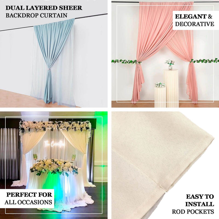 Elegant dual layered sheer backdrop curtain for versatile decor. Perfect for all occasions.
