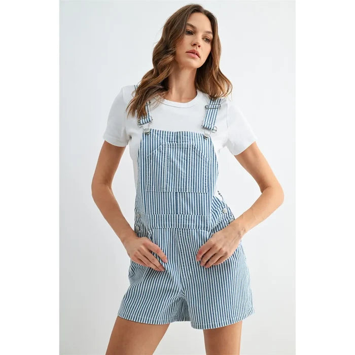 Bib Overall Shorts Stripe