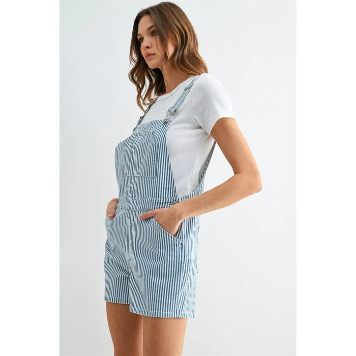 Bib Overall Shorts Stripe