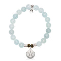 Blue Aquamarine Gemstone Bracelet with Sand Dollar CZ Sterling Silver Charm
