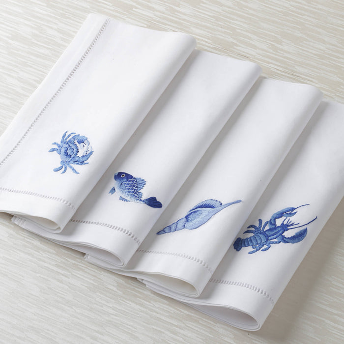 Sibona Marina Blue Hand-embroidered Dinner Napkin - BONADEA