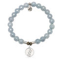 Blue Quartzite Gemstone Bracelet with Cherry Blossom Sterling Silver Charm
