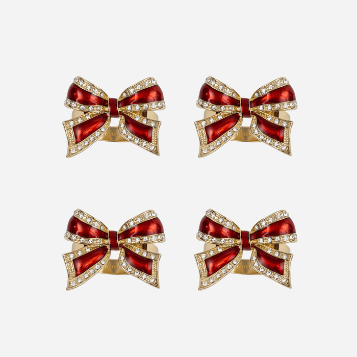 Bow Napkin Ring Ruby - Set of 4