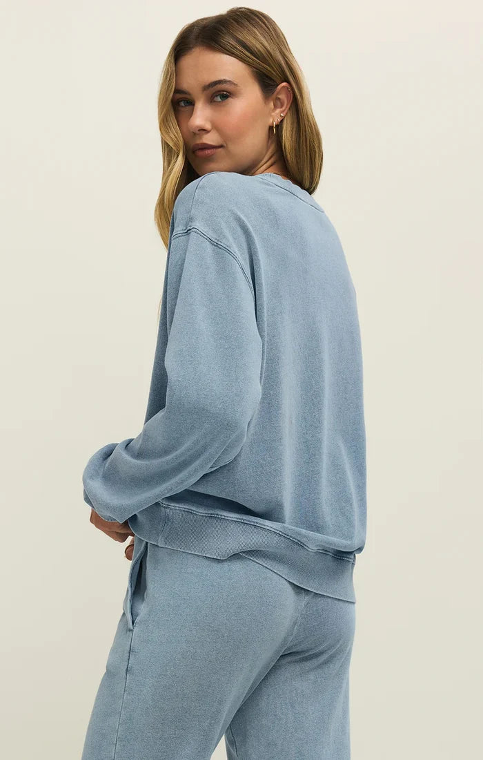 Boyfriend Knit Denim Sweatshirt