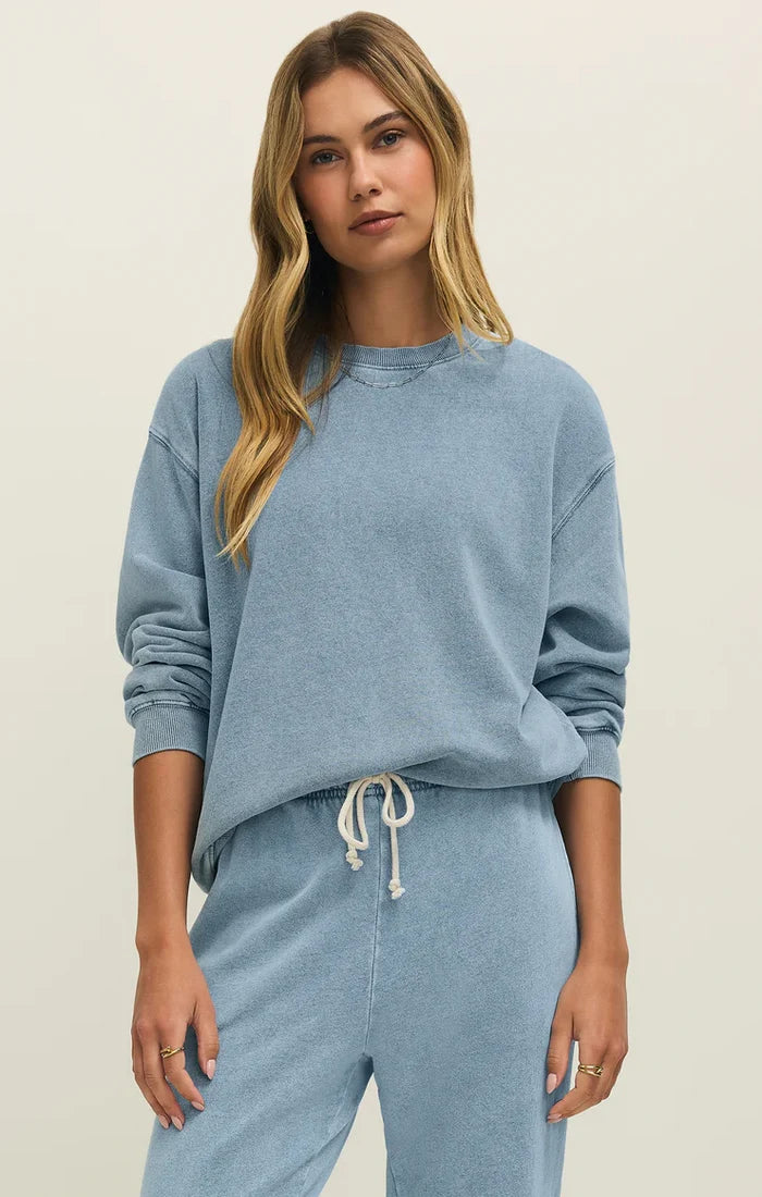 Boyfriend Knit Denim Sweatshirt