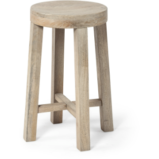 Brahma White Washed Wood Stool