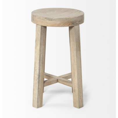 Brahma White Washed Wood Stool