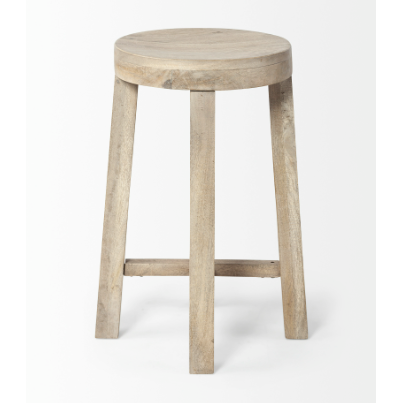 Brahma White Washed Wood Stool