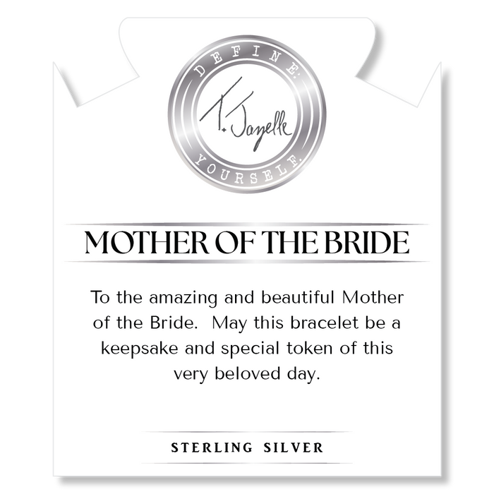 Bridal Collection: Aqua Fire Agate Gemstone Bracelet with Mother of Bride Sterling Silver Charm Bar