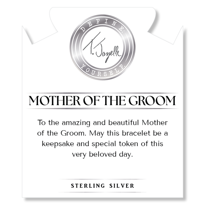 Bridal Collection: Light Green Shell Gemstone Bracelet with Mother of the Groom Sterling Silver Charm Bar