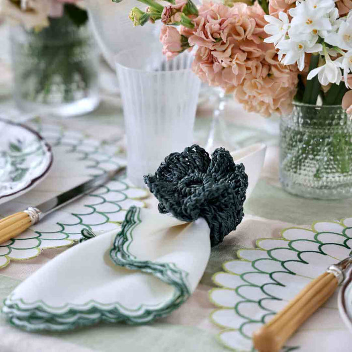 Californian Poppy Napkin Ring Teal - Set of Four