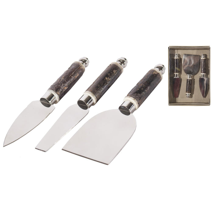 Cheese Set with Bark Handles