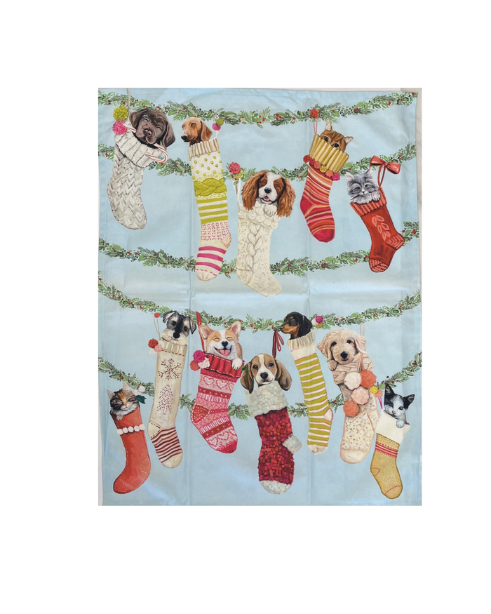 Christmas Towel - Sweet Stockings - Dogs and Cats - Findlay Rowe Designs