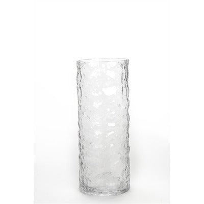 Clear Glass Hammered Finish Vase