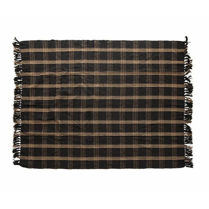 Cotton Blend Throw with Fringe