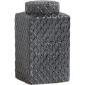 Coventry Ceramic Jar - Grey Lattice