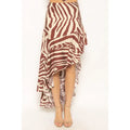 Cream Brown High Low Flowy Maxi Skirt