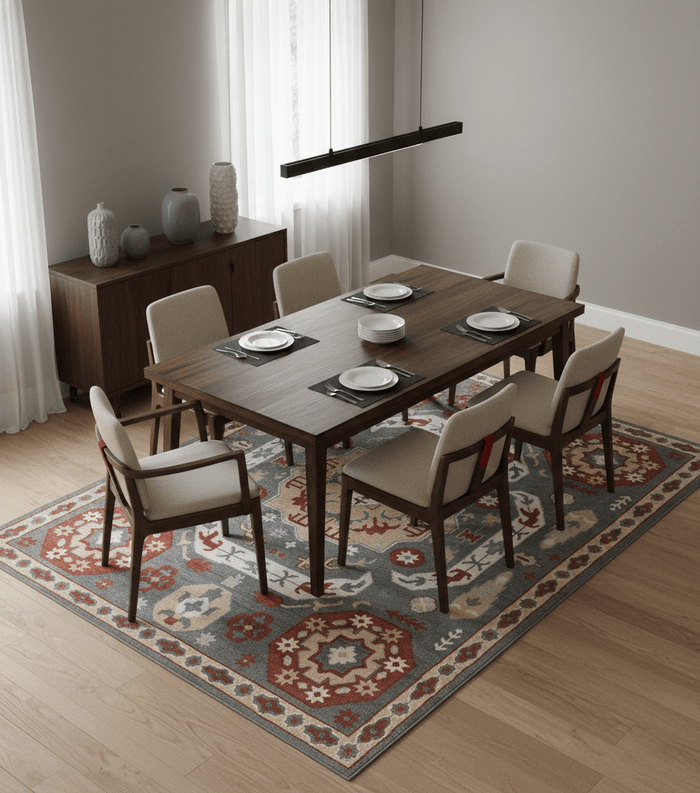 Custom Made Gray, Rust and Peach Traditional Medallion Mamluk Design wool Rug - The Rug Decor