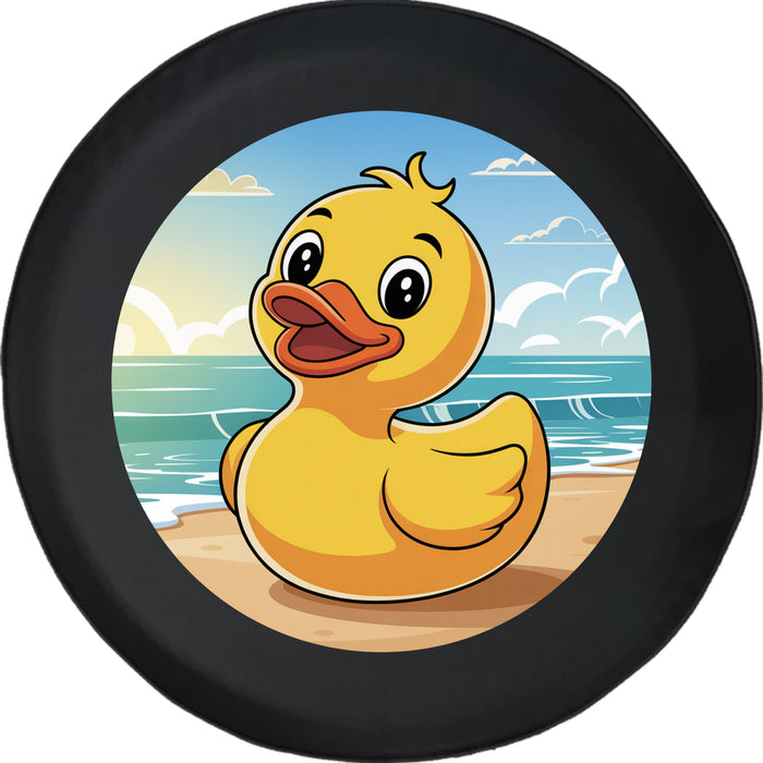 Cute Happy Duck Summer Vibes Happy Lake  - Spare Tire Cover