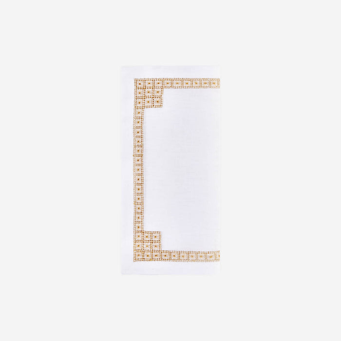 Daisy Chain Hemstitch Gold Cocktail Napkin