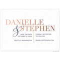 Beautiful script ampersand connecting two large names in block font. Smaller block font and a vertical line separating lines of copy.