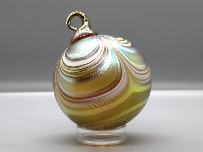 Dark Gold and White Ribbon Ornaments