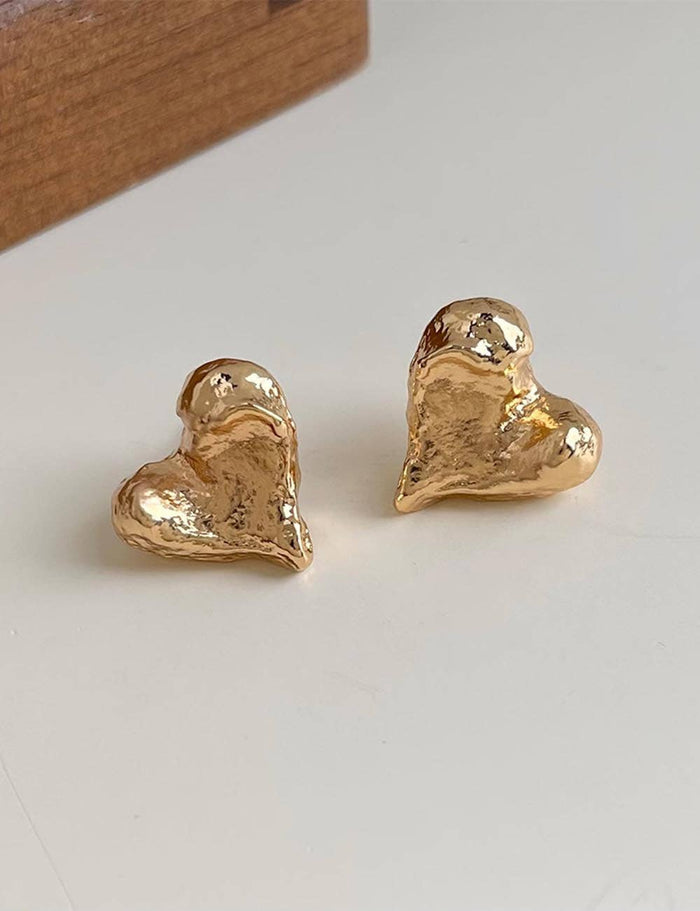 Dipped Shop - Valentine's Day Irregular Molten Heart Stud Earrings