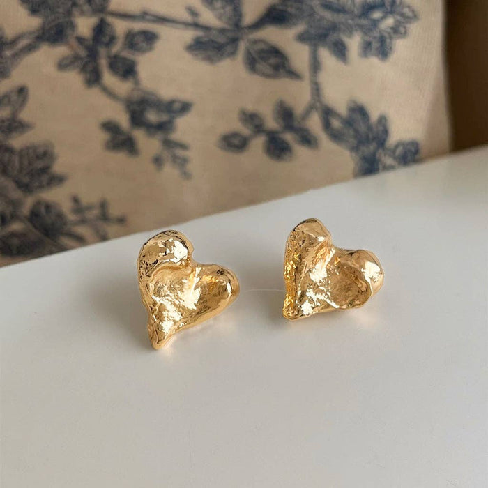 Dipped Shop - Valentine's Day Irregular Molten Heart Stud Earrings