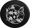 Distressed - Butterfly on Flowers & Leaves Jeep Camper Spare Tire Cover T015 35 inch
