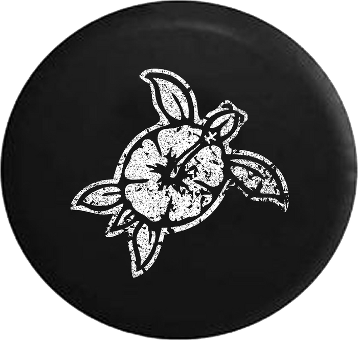 Distressed - Hawaiian Sea Turtle Island Flower Ocean Life Jeep Camper Spare Tire Cover U110 35 inch