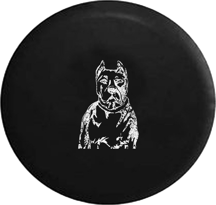 Distressed - Pitbull Staffy Dog Lover American Bulldog Jeep Jeep Camper Spare Tire Cover U146 35 inch