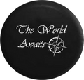 Distressed - The World Awaits Sea Compass Travel Jeep Camper Spare Tire Cover U106 35 inch