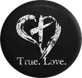 Distressed - True. Love. Christian Jesus Heart Cross Religious Jeep Camper Spare Tire Cover J215 35 inch