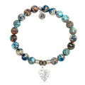 Earth Jasper Gemstone Bracelet with Paradise Sterling Silver Charm