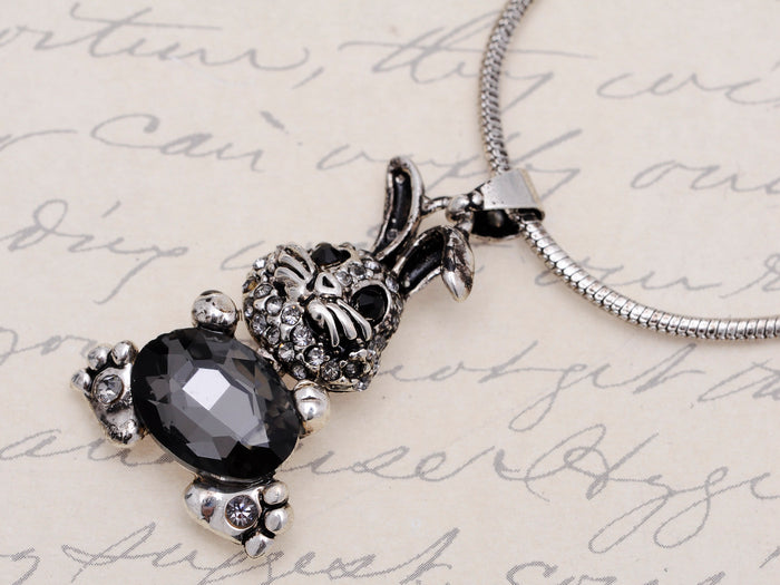 Easter Bunny Belly Grey Rabbit Pendant Necklace